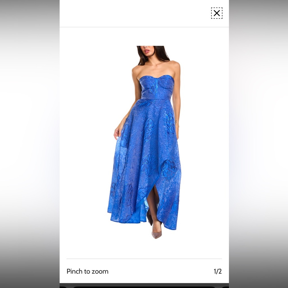 Monique Lhuillier Strapless Cobalt Blue Ball Gown